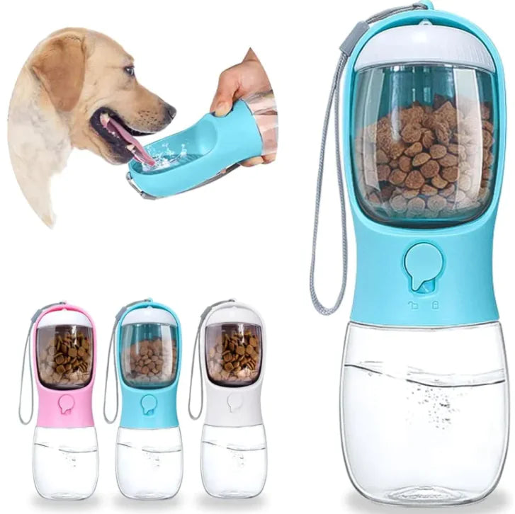 Portable Dog Water Bottle with Food Container