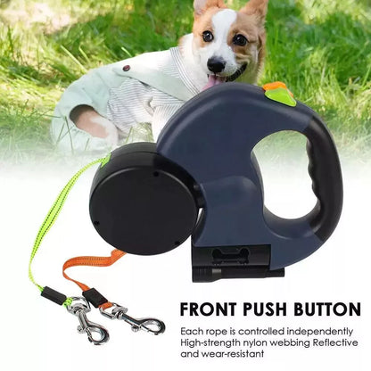 Dual Retractable Dog Leash — Walk Two Dogs with Zero Tangles