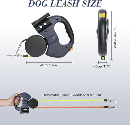 Dual Retractable Dog Leash — Walk Two Dogs with Zero Tangles