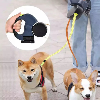 Dual Retractable Dog Leash — Walk Two Dogs with Zero Tangles