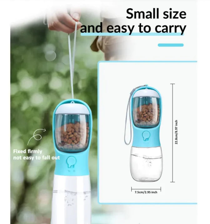 Portable Dog Water Bottle with Food Container
