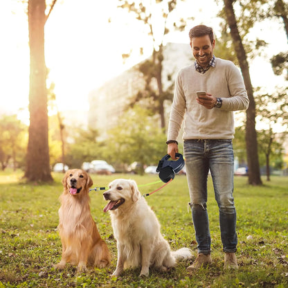 Dual Retractable Dog Leash — Walk Two Dogs with Zero Tangles